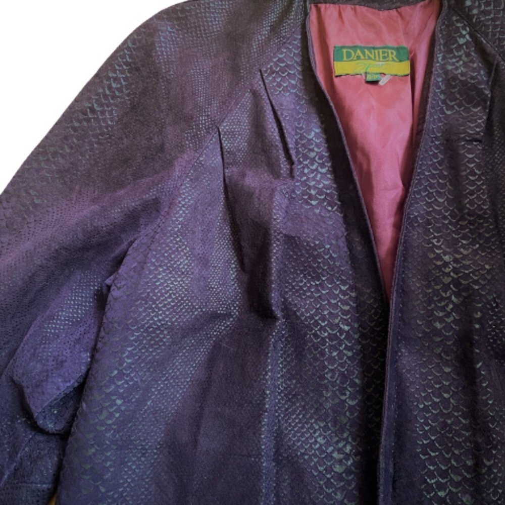 Vintage 80s Danier purple leather jacket coat - Picture 5 of 14